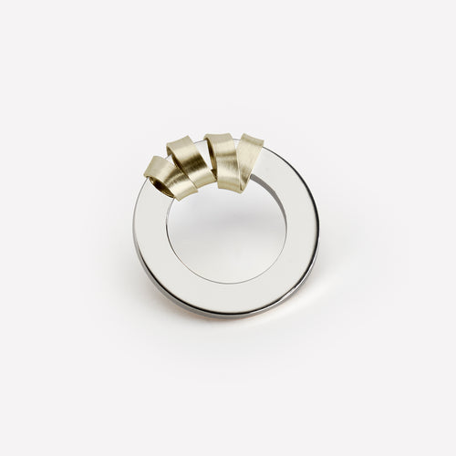 Rondelle Ribbon Ring - Sterling Silver & 14K Yellow Gold Ribbon