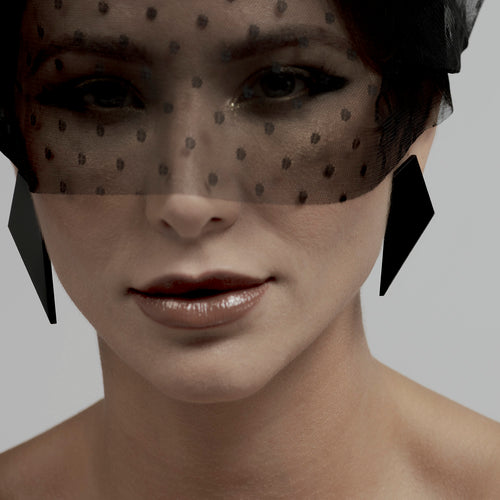 Black Glitter Shard Earring - Medium