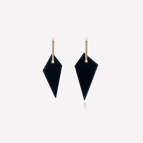 Black Glass Shard Hoop Earring