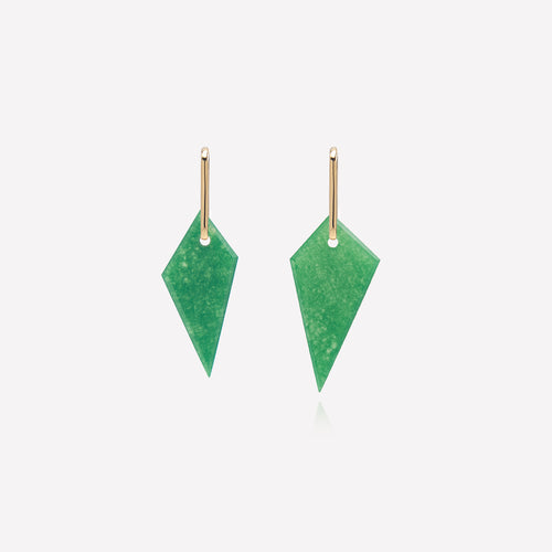 Green Jade Shard Hoop Earring