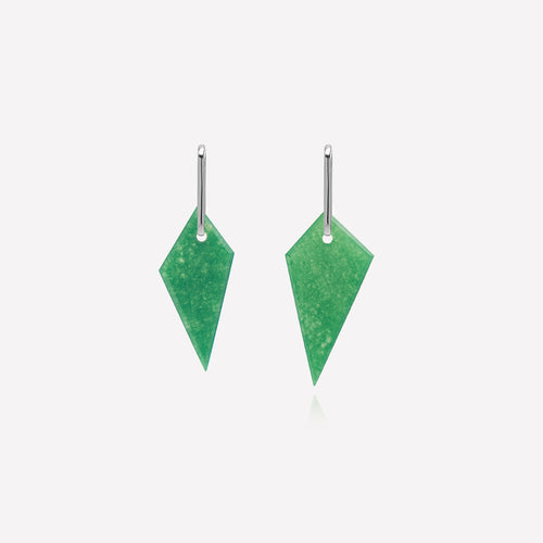 Green Jade Shard Hoop Earring