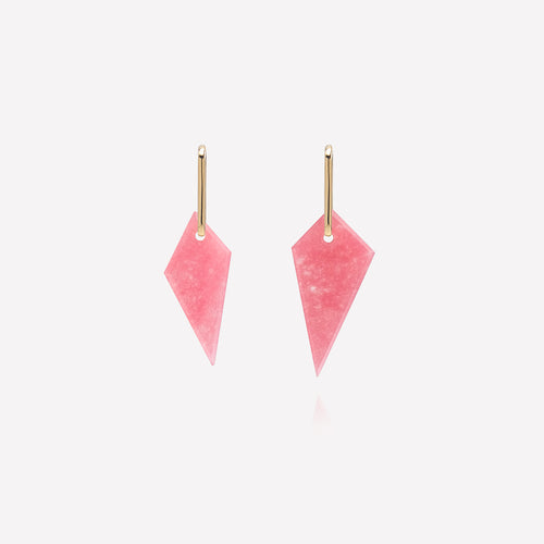 Pink Jade Shard Hoop Earring