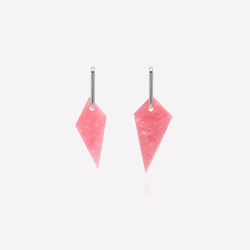 Pink Jade Shard Hoop Earring