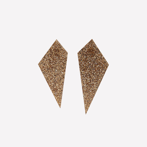 Gold Glitter Shard Earring - Large