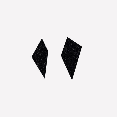 Black Glitter Shard Earring - Medium