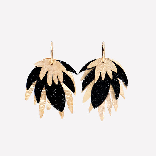 Black & Gold Tropicalia Earring - Large