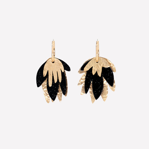 Black & Gold Tropicalia Earring - Medium