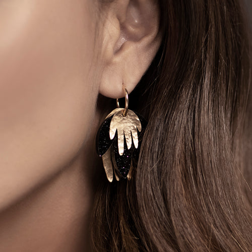 Black & Gold Tropicalia Earring - Small